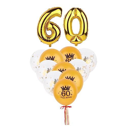 MOBUTOFU Ballon-Set zum 60. Geburtstag 12-teilig Latex-Druck Konfetti-Luftballons Geburtstagsparty-Dekoration für Tür Decke von MOBUTOFU