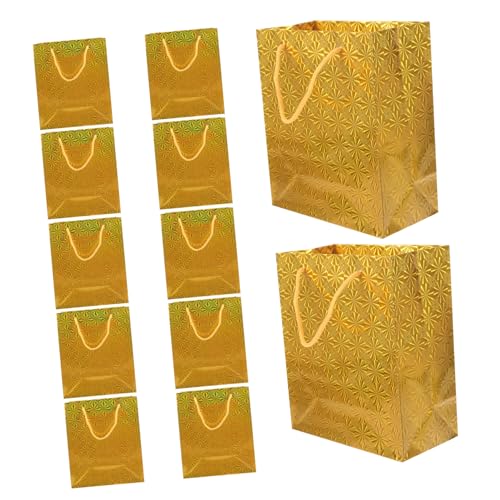 MOBUTOFU 12St Papiertüte Geschenkbehälter Geschenktüten aus Papier überraschungstüte überraschung geschenkpapier Weihnachtsdekorationen Geschenktüten groß Geschenkverpackungsbeutel Golden von MOBUTOFU