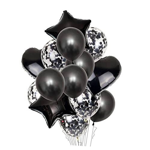 MOBUTOFU 14St Ballon aus Aluminiumfolie ballons balloons wasserballon party decoration ballonie glitzerin gasballon glitzerstoff luftballone ballongas balongas luftbalons Partyzubehör Black von MOBUTOFU