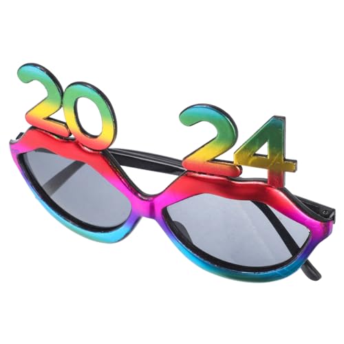 MOBUTOFU 2024 Brille kinderferngläser kindergläser partybrillen happy new y silvesterparty lustige Tanzbrille Silvester-Party-Brille bunte Gläser Zahlenbrille 2024 Modelbrillen Stk Colorful von MOBUTOFU