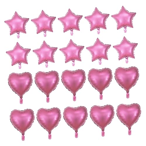 MOBUTOFU 20St Ballon-Ornamente Folienballons Luftballons für Hochzeitsfeiern Herzballons Aluminiumballons Herz Dekor Hochzeitsballons Herzballonverzierung Pentagramm-Ballonverzierung Rosa von MOBUTOFU