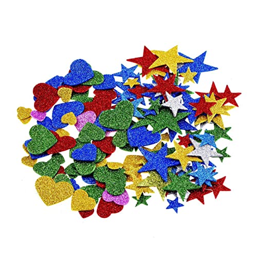 MOBUTOFU 2er Pack Glitzeraufkleber Stern Und Herzform Für Kreative DIY Projekte Wand Und Decken Dekoration Selbstklebend Ideal Für Scrapbooking Und Kinderzimmergestaltung von MOBUTOFU