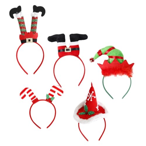 MOBUTOFU Weihnachts Haarschmuck 5er Set Weihnachts Stirnbänder Niedliche Haarbänder Für Erwachsene Und Xmas Party Zubehör Festliche Haarschmuck Mit Rentier Weihnachtsmann Und Mehr Weihnachtshaarreifen von MOBUTOFU