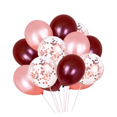 MOBUTOFU 50 Stück 12 Zoll Latexballons Hochzeit Party Dekoration Geburtstag 20 Weinrot 20 Roségold 10 Roségold Konfetti Ballons von MOBUTOFU