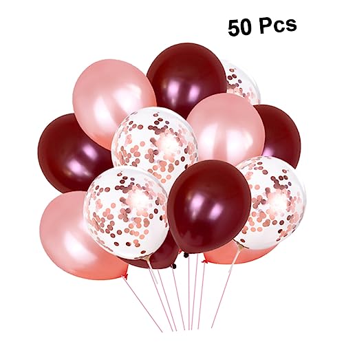 MOBUTOFU 50 Stück 12 Zoll Latexballons Hochzeit Party Dekoration Geburtstag 20 Weinrot 20 Roségold 10 Roségold Konfetti Ballons von MOBUTOFU