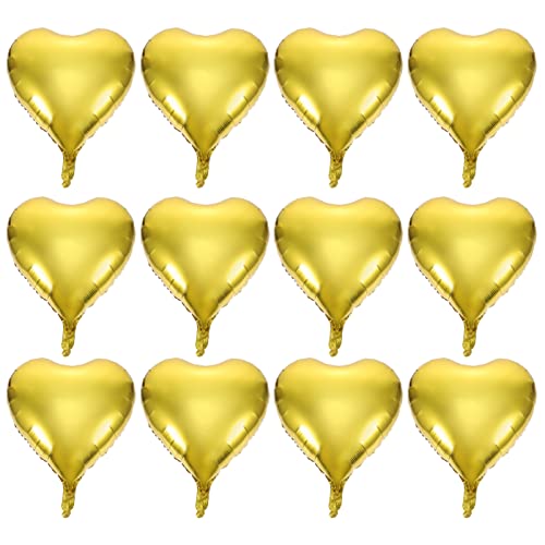 MOBUTOFU 50 Stück Liebe Alufolienballon Liebesballon Herz Dekor Babyballons Herzballon Hochzeitsballons Partygeschenke Aufblasbare Ballons Valentinstag Partyballons Golden Aluminiumfolie von MOBUTOFU