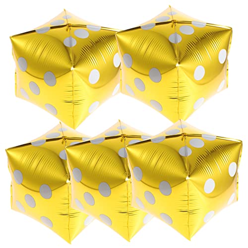 MOBUTOFU 5st Würfel Karnevalsparty Ballon Großer Jumbo Heliumballons Dekorationen Für Poker-geburtstagsfeiern Jumbo-schaum Poker-dekorationsballons Spielabend Dekor Aluminiumfolie Golden von MOBUTOFU