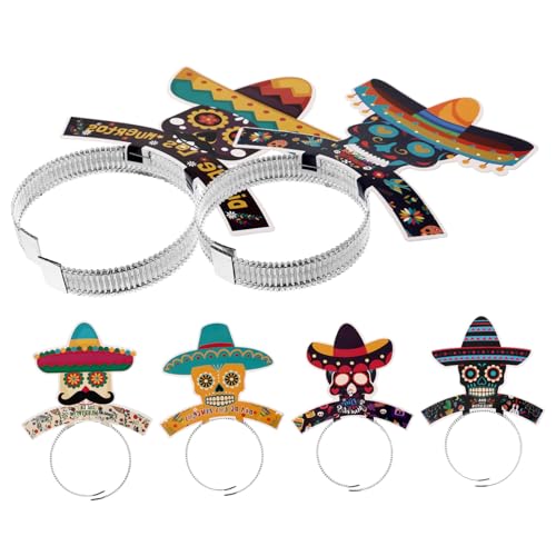 MOBUTOFU 6 Stück Mexikanischer Tag Der Toten Dekorative Stirnbänder Cinco De Mayo Haarband Mexikanisches Thema Partygeschenke Mexikanisches Thema Kopfbedeckung Mexikanische Stirnbänder von MOBUTOFU