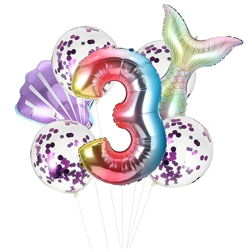 MOBUTOFU 7 Stück Aluminiumfolie Ballon Requisiten Set Mit Luftballon Stäben Perfekter Partyschmuck Für Meerjungfrau Kindergeburtstag Und Kreative Foto Requisiten von MOBUTOFU