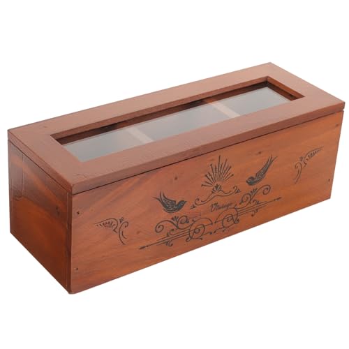 MOBUTOFU Box Aus Holz Schmuckschatulle Teebeutel Mülleimer Kaffeebar Zubehör Schmuckhalter Für Frauen Schreibtisch Holz Schmuckhalter 3 Fächer Holz Schmuckhalter Schmuckhalter von MOBUTOFU