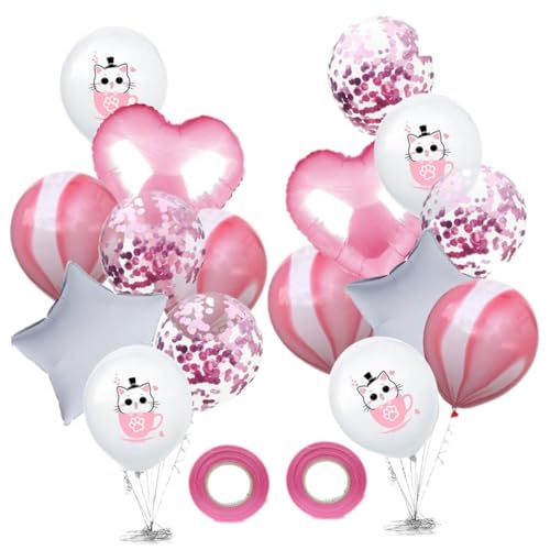 MOBUTOFU Katzenmuster Ballon Partyzubehör Dekorative Latex Ballons Aus Aluminiumfolie Für Geburtstag Hochzeit Babyparty Jahrestag 2 Bündel von MOBUTOFU