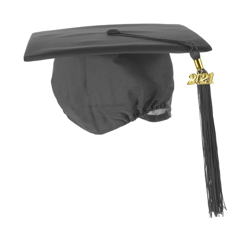 MOBUTOFU 2021 Bachelor Cap Schwarz Freie Größe Graduation Hut Quaste Party Hut Interessant Prop von MOBUTOFU