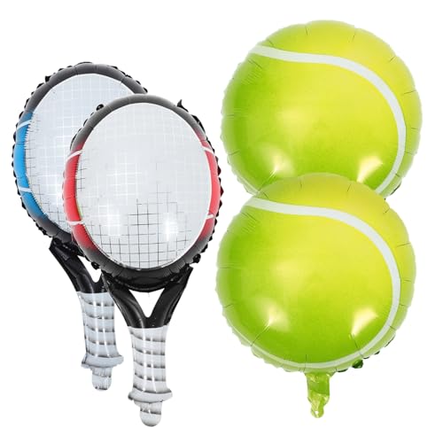 MOBUTOFU Tennisballon Set Mit Schlägern 4 Teiliges Set Für Tennis Bachelorette Party Und Geburtstag Strapazierfähige Folienballons Hellen Farben Tennisball Blaue Und von MOBUTOFU