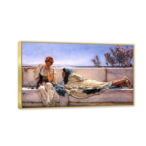 MOBYAT Goldrahmen-Plädoyer von lawrence alma tadema poster,Kunstdruck auf Leinwand Reproduction Famous Paintings Bedroom Home Decoration Canvas Picture120x70cm(47x28in) von MOBYAT