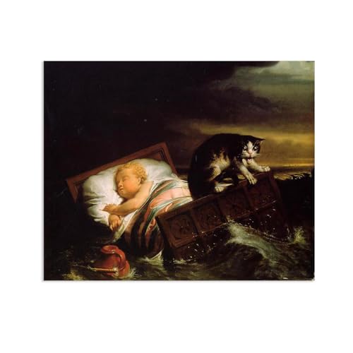 MOBYAT Plakat Die Überschwemmung des Biesbosch im Jahr 1421 von lawrence alma tadema poster,Kunstdruck auf Leinwand Reproduction Famous Paintings Bedroom Home Decoration Canvas 50x40cm(20x16in) von MOBYAT