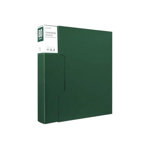 Box Ordner Bürobedarf, 80-seitiges Sichtbuch, A4-Blatt, Papier-Organizer, Dokumentenhalter, transparente Taschenhülle, A4-Aktenordner FüR Die Dokumentenablage(Green) von MOCUC