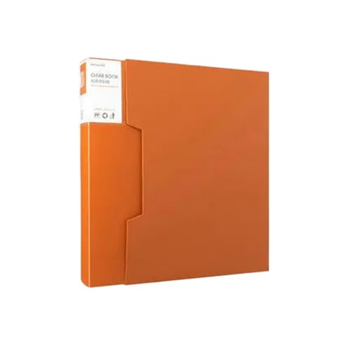 Box Ordner Bürobedarf, 80-seitiges Sichtbuch, A4-Blatt, Papier-Organizer, Dokumentenhalter, transparente Taschenhülle, A4-Aktenordner FüR Die Dokumentenablage(Orange) von MOCUC