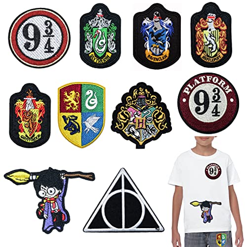 10 Stück Harry Potter Aufnäher Bügelbilder für Kinder und Erwachsene DIY Zubehör zum Aufnähen oder Aufbügeln auf Kleidung Kleider Jeans von MODALI