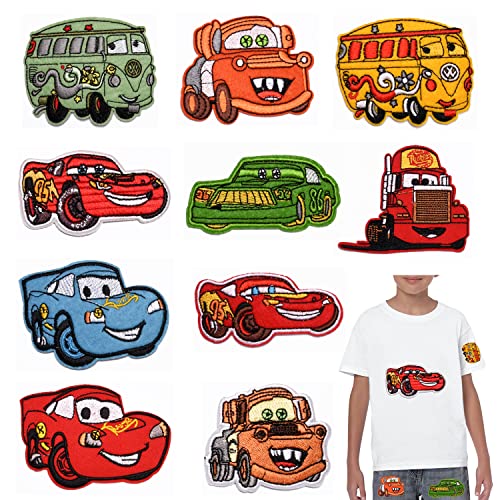 Cars Aufnäher Bügelbild 10 Stück für Kinder und Erwachsene zum Aufnähen oder Aufbügeln auf Kleidung Kleider Jeans von MODALI