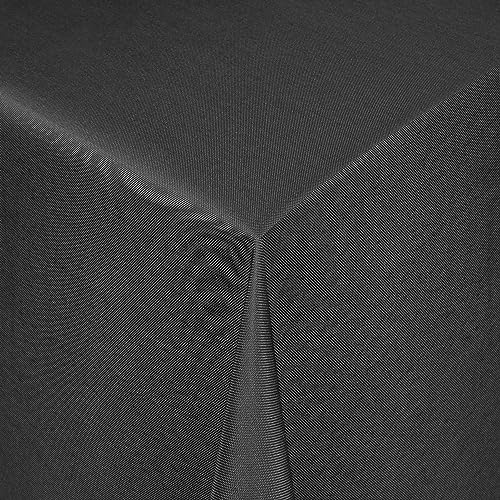 Tischdecke Stoff einfarbig Damast Uni-Design Jacquard Robust, Pflegeleicht und Strapazierfähig oval 160x280 cm Schwarz von MODERNO