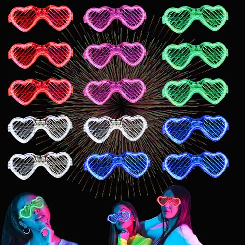 MODOAO Blinkende Party-Brille, Neon-LED-Brille, 5 Farben, LED-Sonnenbrille, 3 Lichtmodi, Partyzubehör, für Weihnachten, Halloween, wilde Clubbing, Geburtstagsparty, 15 Stück von MODOAO