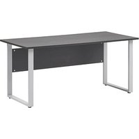 MÖBELPARTNER 1500 Schreibtisch anthrazit rechteckig, Kufen-Gestell silber 160,0 x 75,0 cm von MÖBELPARTNER