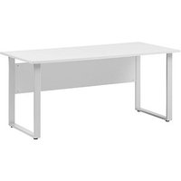 MÖBELPARTNER 1500 Schreibtisch lichtgrau rechteckig, Kufen-Gestell silber 160,0 x 65,0 cm von MÖBELPARTNER