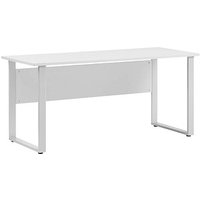 MÖBELPARTNER 1500 Schreibtisch lichtgrau rechteckig, Kufen-Gestell silber 160,0 x 75,0 cm von MÖBELPARTNER