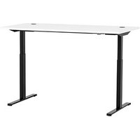 MÖBELPARTNER 2000 elektrisch höhenverstellbarer Schreibtisch kreideweiß rechteckig, T-Fuß-Gestell schwarz 160,0 x 75,0 cm von MÖBELPARTNER