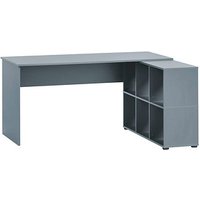 MÖBELPARTNER 500 Schreibtisch blaugrau rechteckig, Wangen-Gestell blau 150,0 x 65,0 cm von MÖBELPARTNER