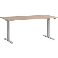 MÖBELPARTNER Antero elektrisch höhenverstellbarer Schreibtisch eiche rechteckig, T-Fuß-Gestell silber 160,0 x 75,0 cm von MÖBELPARTNER