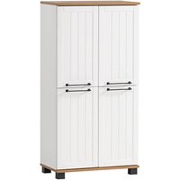 MÖBELPARTNER Badschrank Jelda 154232 eiche landhaus, weiß 59,8 x 32,6 x 116,9 cm von MÖBELPARTNER