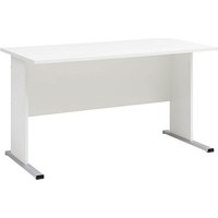 MÖBELPARTNER Cimal Schreibtisch weiß rechteckig, C-Fuß-Gestell silber 140,0 x 65,0 cm von MÖBELPARTNER