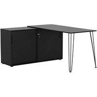 MÖBELPARTNER Ekko Schreibtisch schwarz rechteckig, 2-Fuß-Gestell schwarz 129,5 x 145,0 cm von MÖBELPARTNER