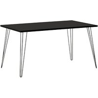 MÖBELPARTNER Fynn Schreibtisch schwarz rechteckig, 4-Fuß-Gestell schwarz 140,0 x 80,0 cm von MÖBELPARTNER