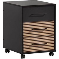 MÖBELPARTNER Hank Rollcontainer schwarz, eiche 3 Auszüge 40,1 x 50,0 x 57,0 cm von MÖBELPARTNER