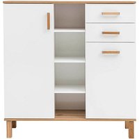 MÖBELPARTNER Schuhschrank Padua, 701340 weiß glanz, eiche landhaus 3 Fachböden 105,6 x 35,0 x 114,5 cm von MÖBELPARTNER