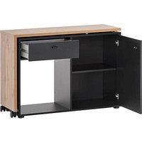 MÖBELPARTNER Tiny Working Schreibtisch schwarz, eiche rechteckig, Wangen-Gestell schwarz 104,6 x 39,0 cm von MÖBELPARTNER