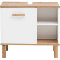 MÖBELPARTNER Waschbeckenunterschrank Padua 142176 weiß glanz, eiche landhaus 65,2 x 35,0 x 60,1 cm von MÖBELPARTNER