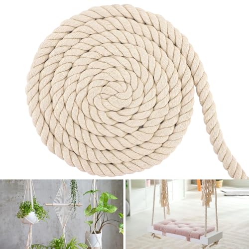 Baumwollkordel 20mm 4m, Makramee-Garnseil Tau Seil Cotton Rope Baumwollkordel Dickes Seil Weiß Seil Kordelband Vielseitig Baumwollseil Deko Seil für DIY Handwerk Dekoraion von MOERDIFFER