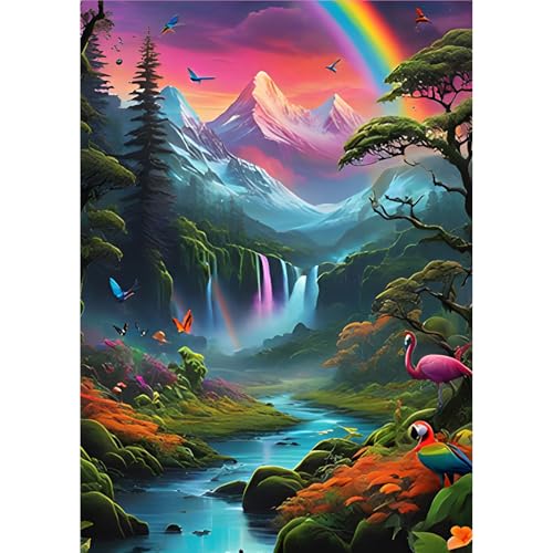 MOGTAA 5D Diamond Painting Erwachsene, Landschaft Diamant Painting Bilder Erwachsene Anfänger, DIY Diamond Art Regenbogen Diamant Malerei Bilder für Home Wand Dekor 30x40cm von MOGTAA