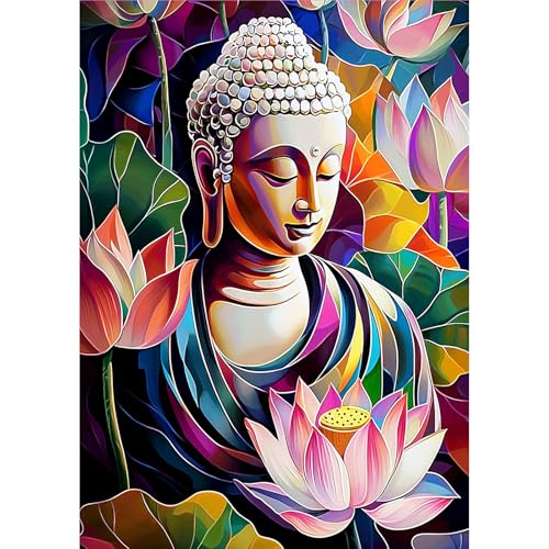 MOGTAA Buddha Diamond Painting Erwachsene, 5D Blumen Diamant Painting Bilder Erwachsene Anfänger, DIY Full Drill Diamant Malerei Bilder für Home Wand Dekor 30x40cm von MOGTAA