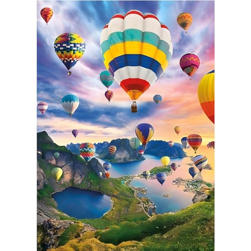 MOGTAA Bunte Heißluftballon Diamond Painting Erwachsene, Landschaft 5D Diamant Painting Bilder für Anfänger, DIY Diamond Art Berg Diamant Malerei Bilder für Home Dekor 30x40cm von MOGTAA