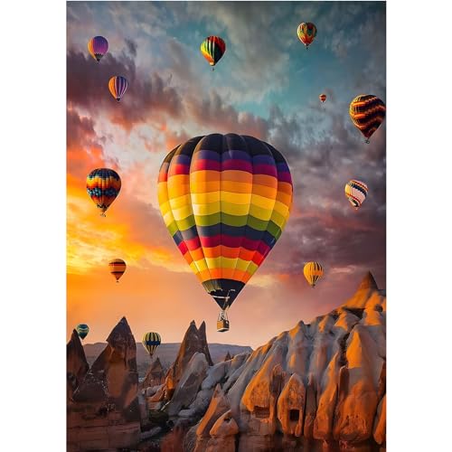 MOGTAA Diamond Painting Erwachsene Heißluftballon, Landschaft 5D Diamant Painting Bilder für Erwachsene Anfänger, DIY Diamond Art Berg Diamant Malerei Bilder für Home Dekor 30x40cm von MOGTAA