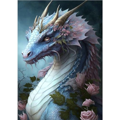 MOGTAA Drache Diamond Painting Erwachsene, 5D Blumen Diamant Painting Bilder für Anfänger Erwachsene, DIY Diamond Art Tiere Diamant Malerei Bilder für Home Dekor 30x40cm von MOGTAA