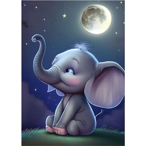 MOGTAA Elefant Diamond Painting Erwachsene, 5D Tiere Diamant Painting Bilder für Anfänger, DIY Diamond Art Sternenhimmel Diamant Malerei Bilder für Home Dekor 30x40cm von MOGTAA