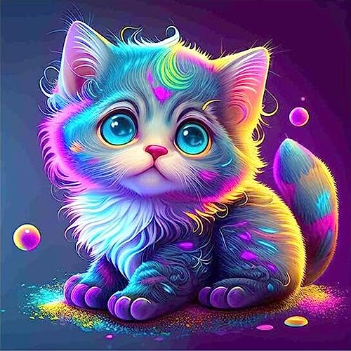 MOGTAA Katze Diamond Painting Erwachsene, 5D Kätzchen Diamant Painting Bilder für Erwachsene Kinder, DIY Diamond Art Tiere Diamant Malerei Bilder für Heimdecor 35x35cm von MOGTAA