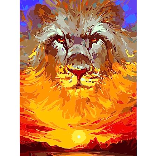 MOGTAA 5D Löwe Diamond Painting Erwachsene, Tiere Diamant Painting für Erwachsene Anfänger, DIY Diamond Art Lion Diamant Malerei Set für Home Dekor 30x40cm von MOGTAA