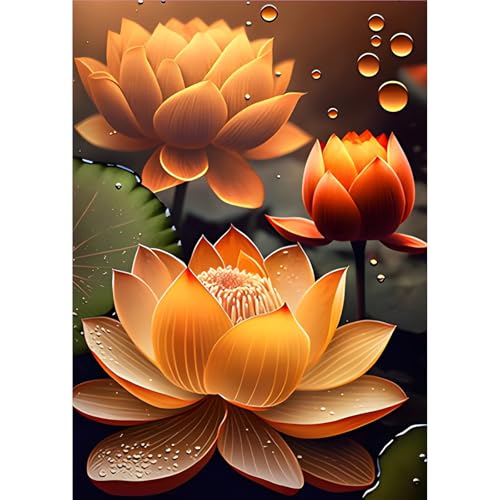 MOGTAA Lotus Diamond Painting Erwachsene, 5D Blume Diamant Painting Bilder Erwachsene Anfänger, DIY Diamond Art Landschaft Diamant Malerei Bilder für Home Wand Dekor 30x40cm von MOGTAA