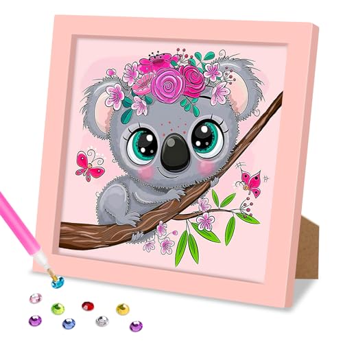 MOGTAA 5D DIY Diamond Painting mit Holzrahmen Koala, Tiere Diamant Painting Bilder Set, Full Drill Diamant Malerei für Kinder Mädchen Jungen, Arts Craft für Home Wand Decor 18 x 18cm von MOGTAA